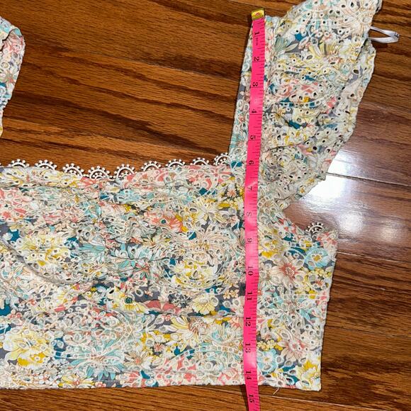 Lulus Sweeter Than Ever Floral Eyelet Ruffle Sleeve Crop Top Size XL - Picture 13 of 13